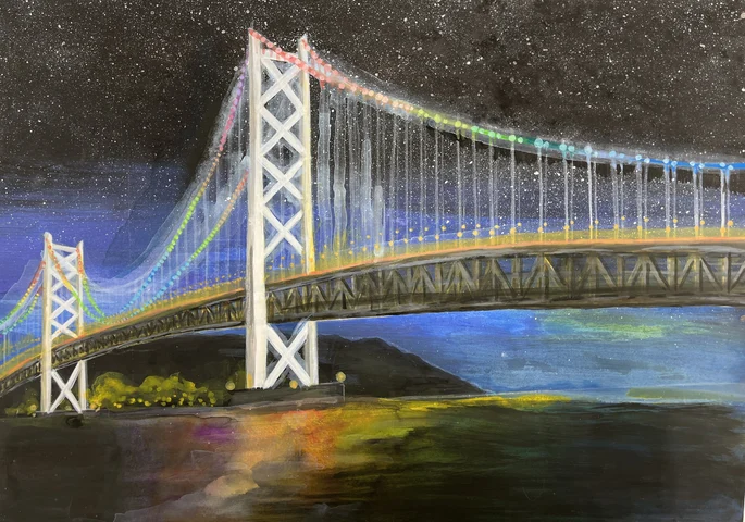 「明石海峡大橋の見える風景画展」入賞作品展示