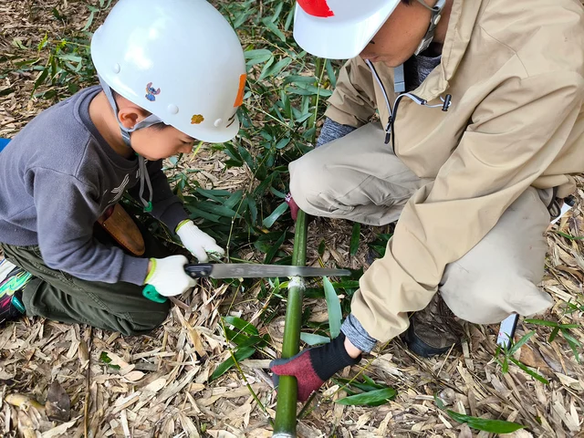 親子で楽しむマイ竹箸づくりと竹筒ごはんin多井畑